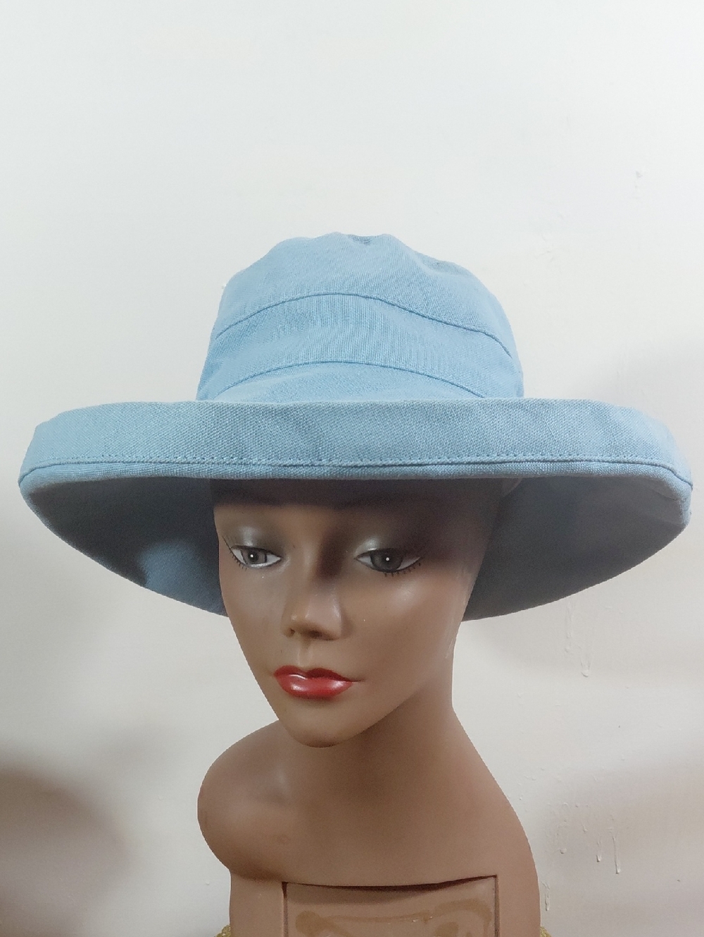 Scala Light Blue Wide Brim Sun Hat - Women Accessories One Size